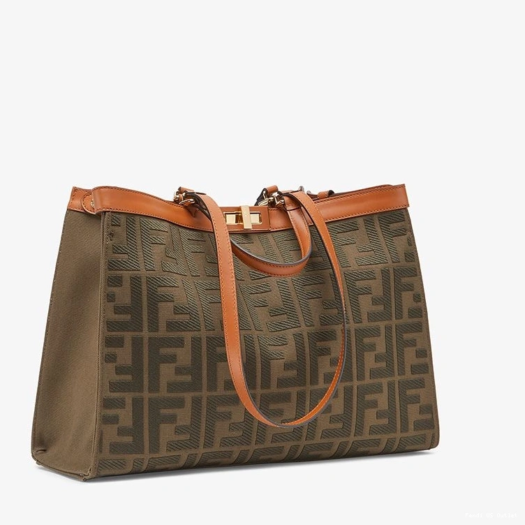 Affordable HOT Motif Peekaboo X-Tote Coffee Medium Canvas Fendi FF In 0714